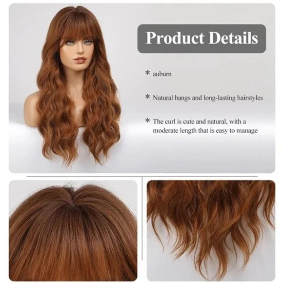 Wig with Bangs for Women, Ombre Auburn